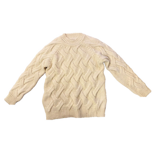 Cocogio Sweater Made in Italy Cream Wool Blend Big Chunky Knit Size Large